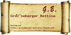 Grünsberger Bettina névjegykártya